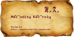 Mándity Károly névjegykártya